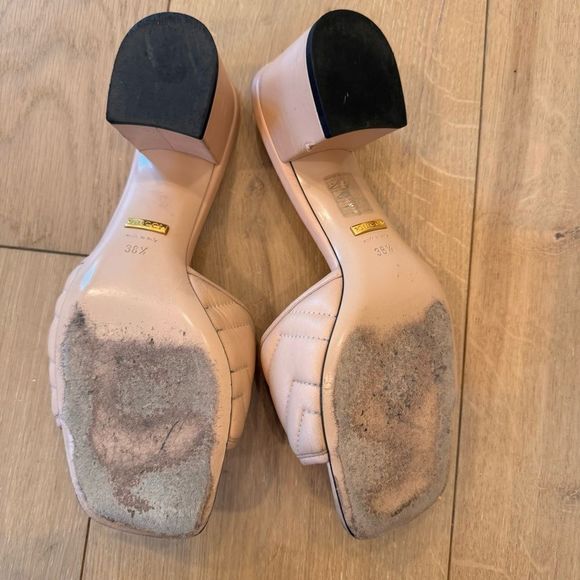 GUCCI 
Nappa Matelasse GG Marmont 55mm Slide Sandals Skin Rose 38 1/2 - Picture 11 of 16